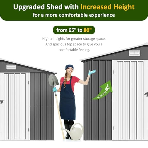 10x8 FT Metal Outdoor Storage Shed with Lockable Doors, Grey K71946