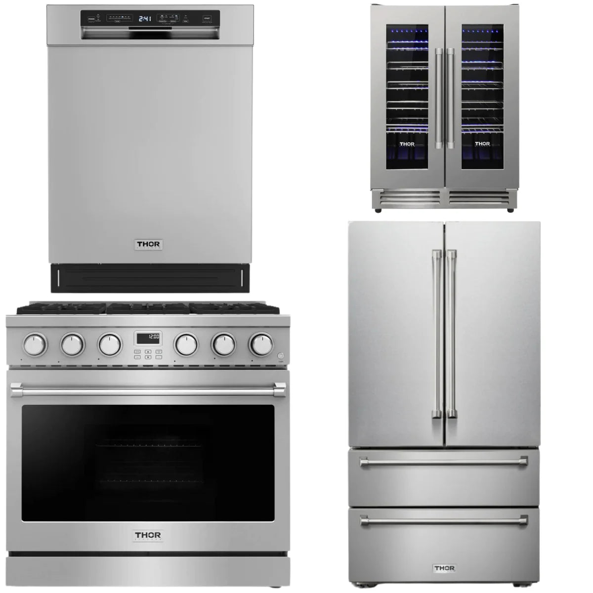 36 Gas Range, Refrigerator, Dishwasher and Wine Cooler C11819