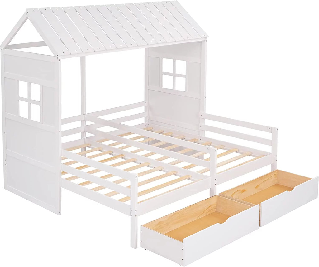 Double Bed Frames with Storage and Rails E2269