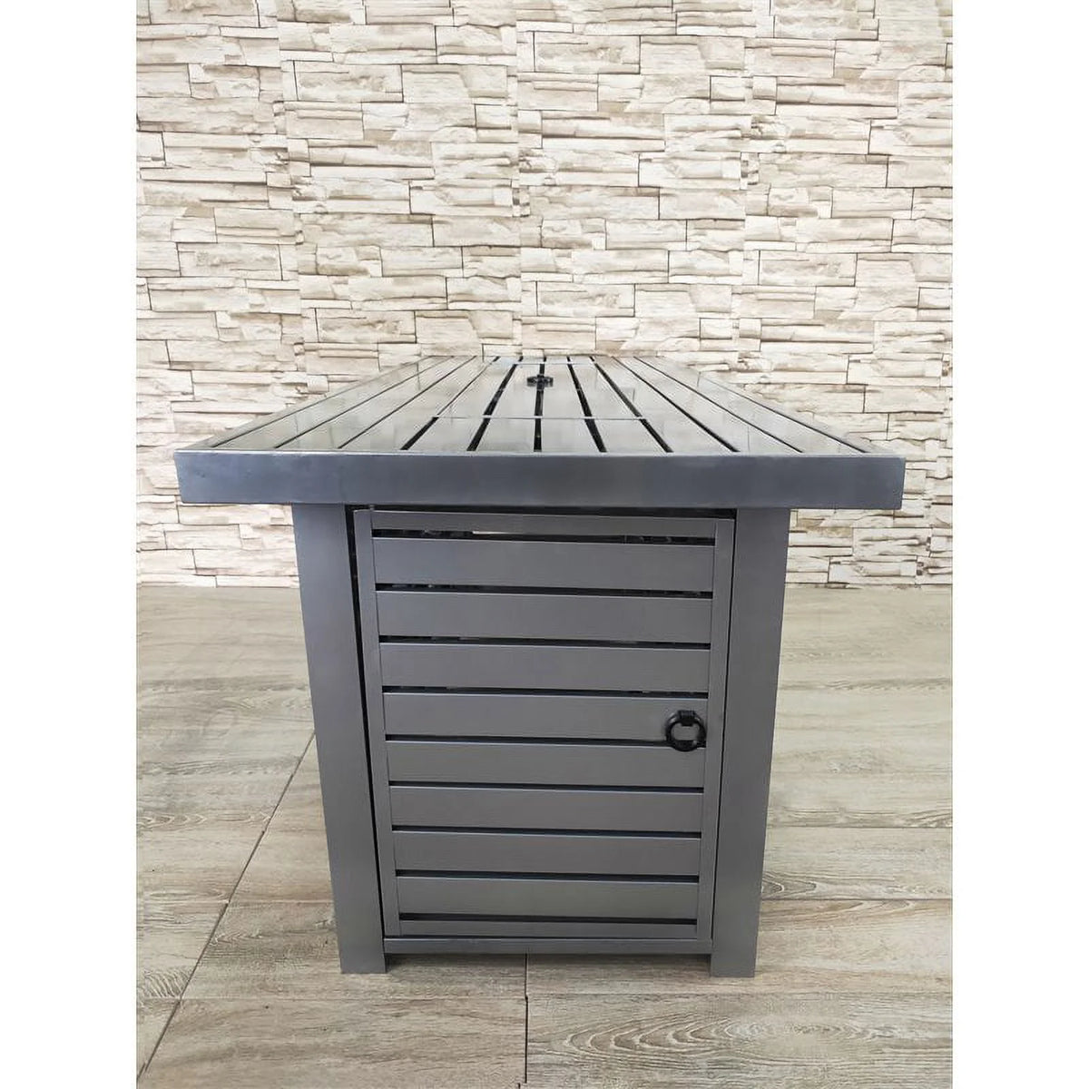 Gray Metal Propane/Natural Gas Fire Pit Table J529481
