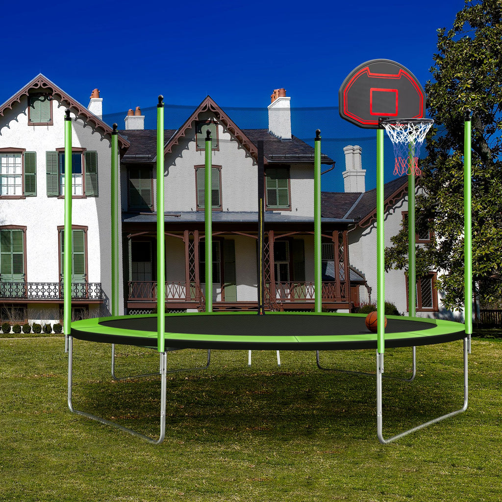 10FT Trampoline with Basketball Hoop and Ladder J2217