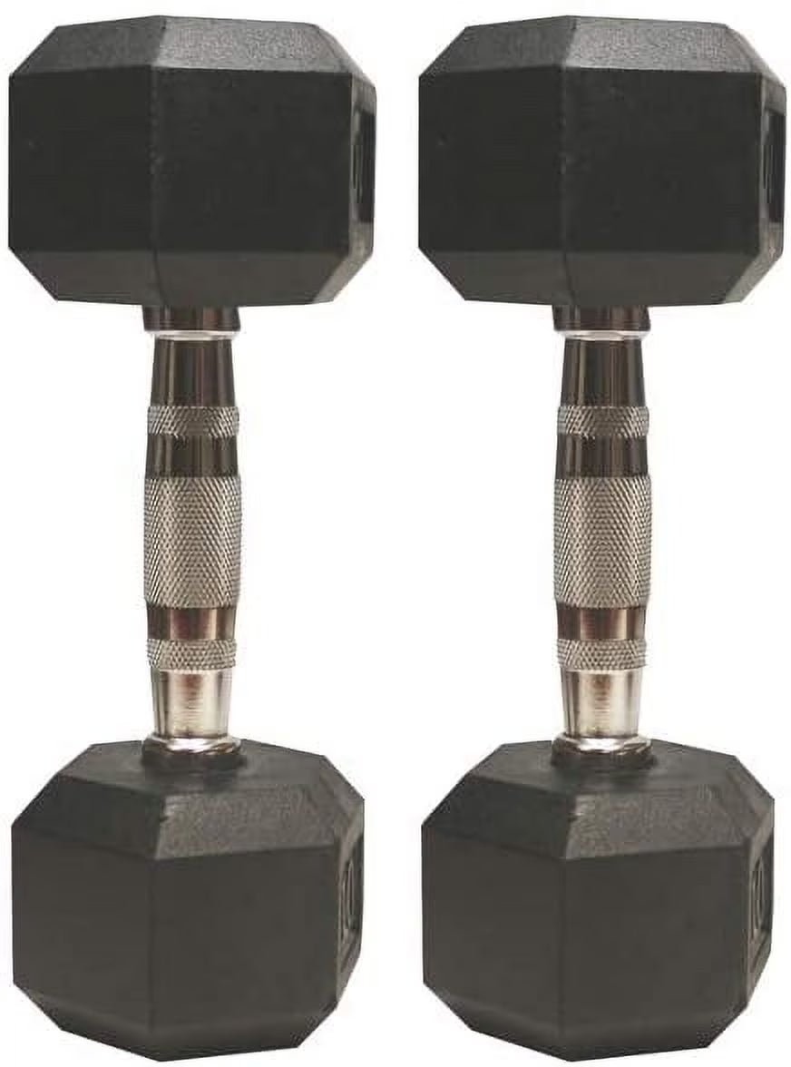 Hex Rubber Dumbbell Set of 2 with Metal Handles J192833