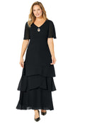 Women's Plus Size Tiered Chiffon Maxi Dress W689711