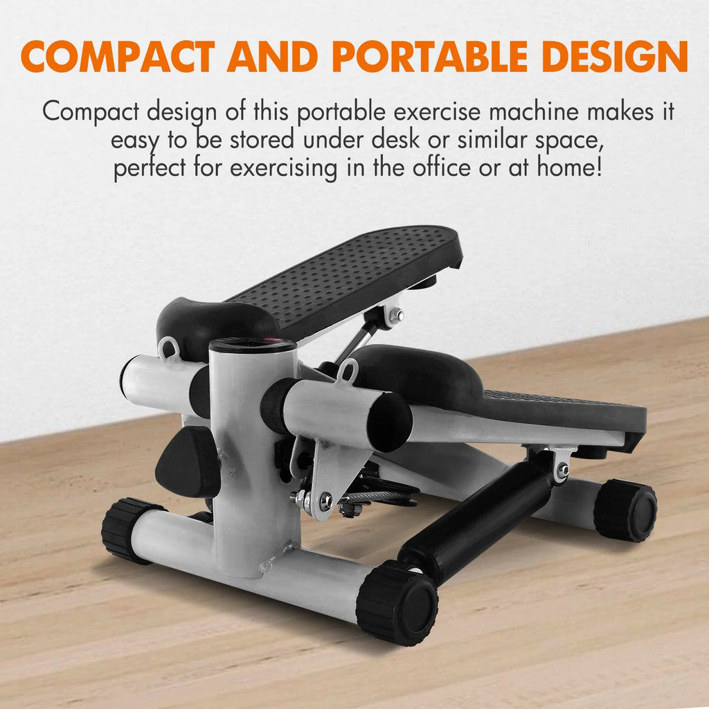 Gray Mini Stepper Air Stair Climber Exercise Machine with Resistance Band L560138