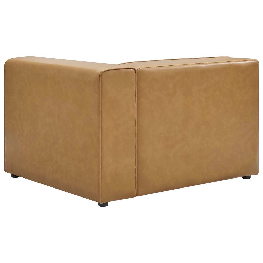Tan Faux Vegan Leather Sectional Sofa Set O256