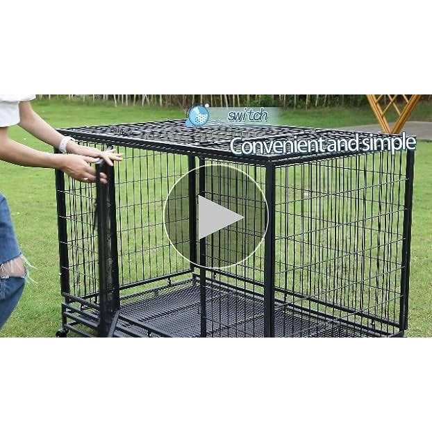 Heavy Duty Dog Crate with Plastic Tray Double Doors L227924