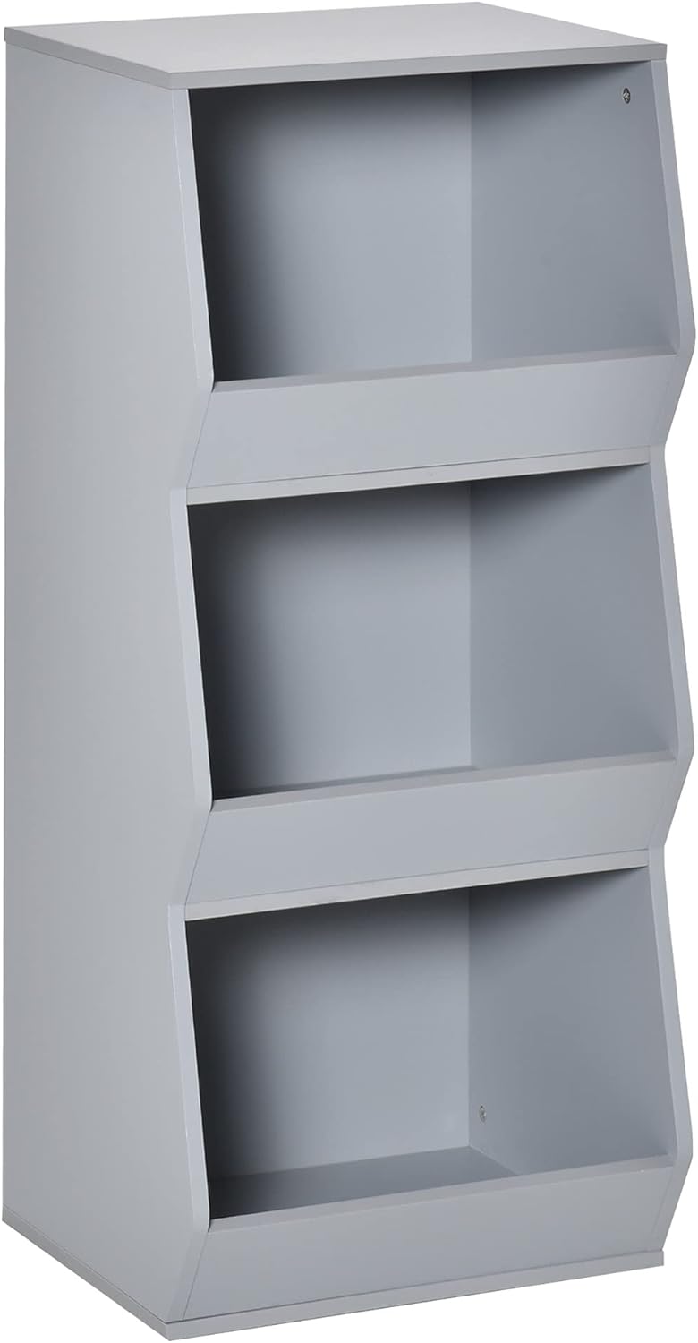 Grey 3 Cubby Kids Storage Cabinet B5010