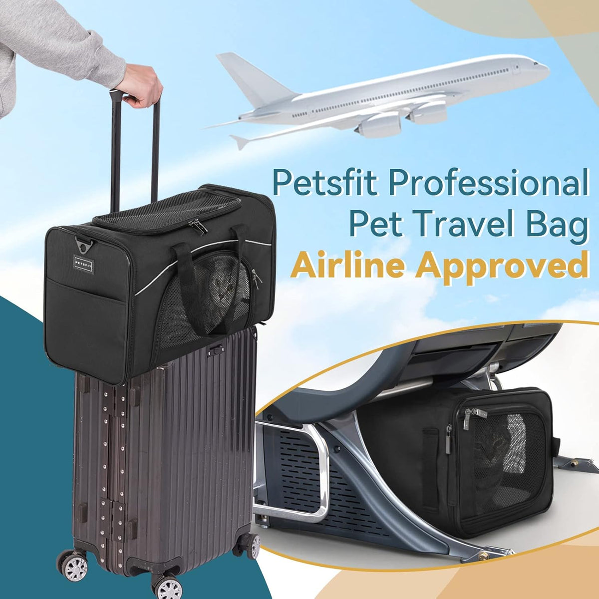 Foldable Pet Travel Carriers, Airline Approved, Washable Pack of 2 Z9226