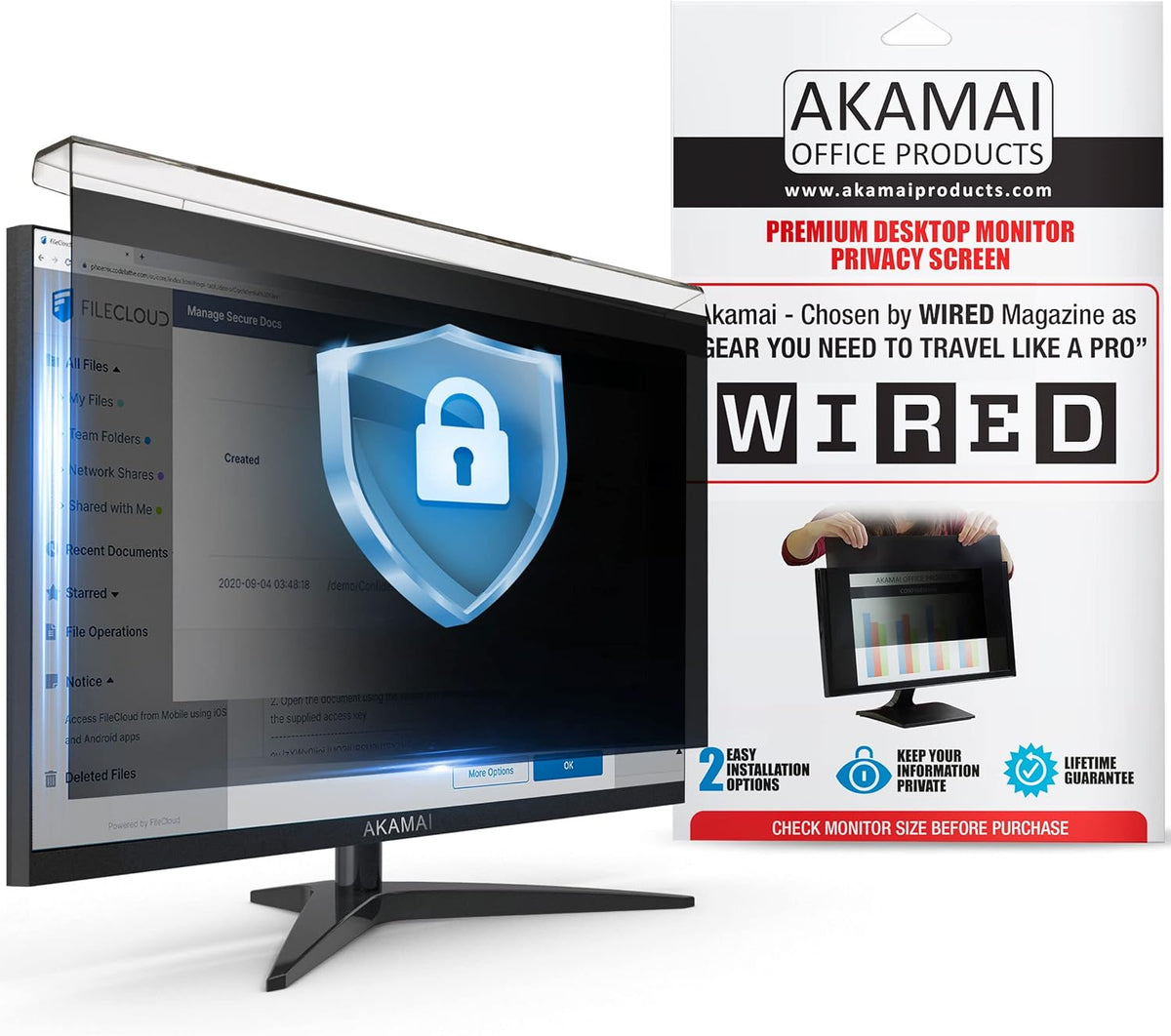 Black 23 inch Computer Privacy Screen (16:9) Desktop Monitor Protector, Pack of 2 S72079
