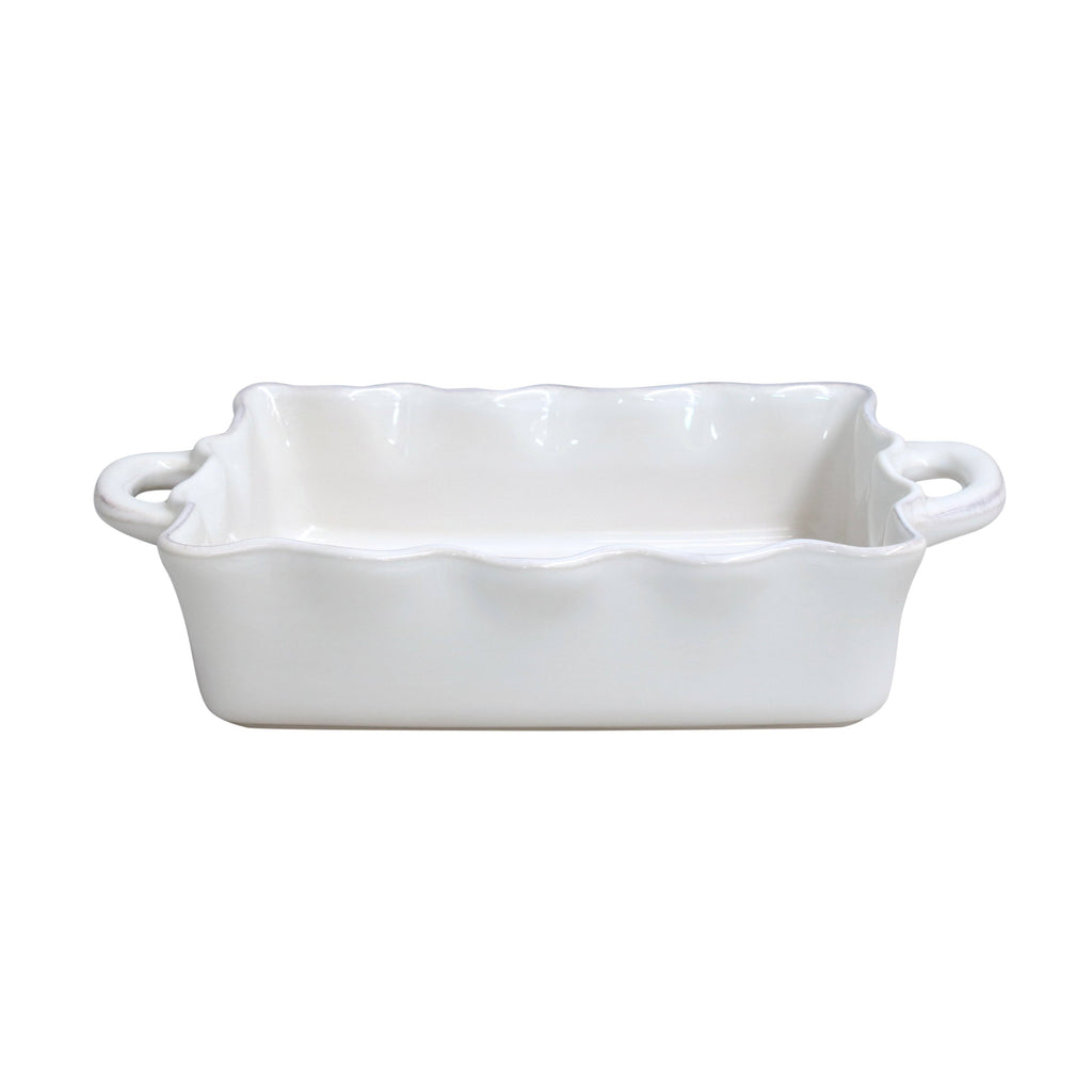 White Ruffled Rectangular Baker W929