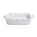 White Ruffled Rectangular Baker W929