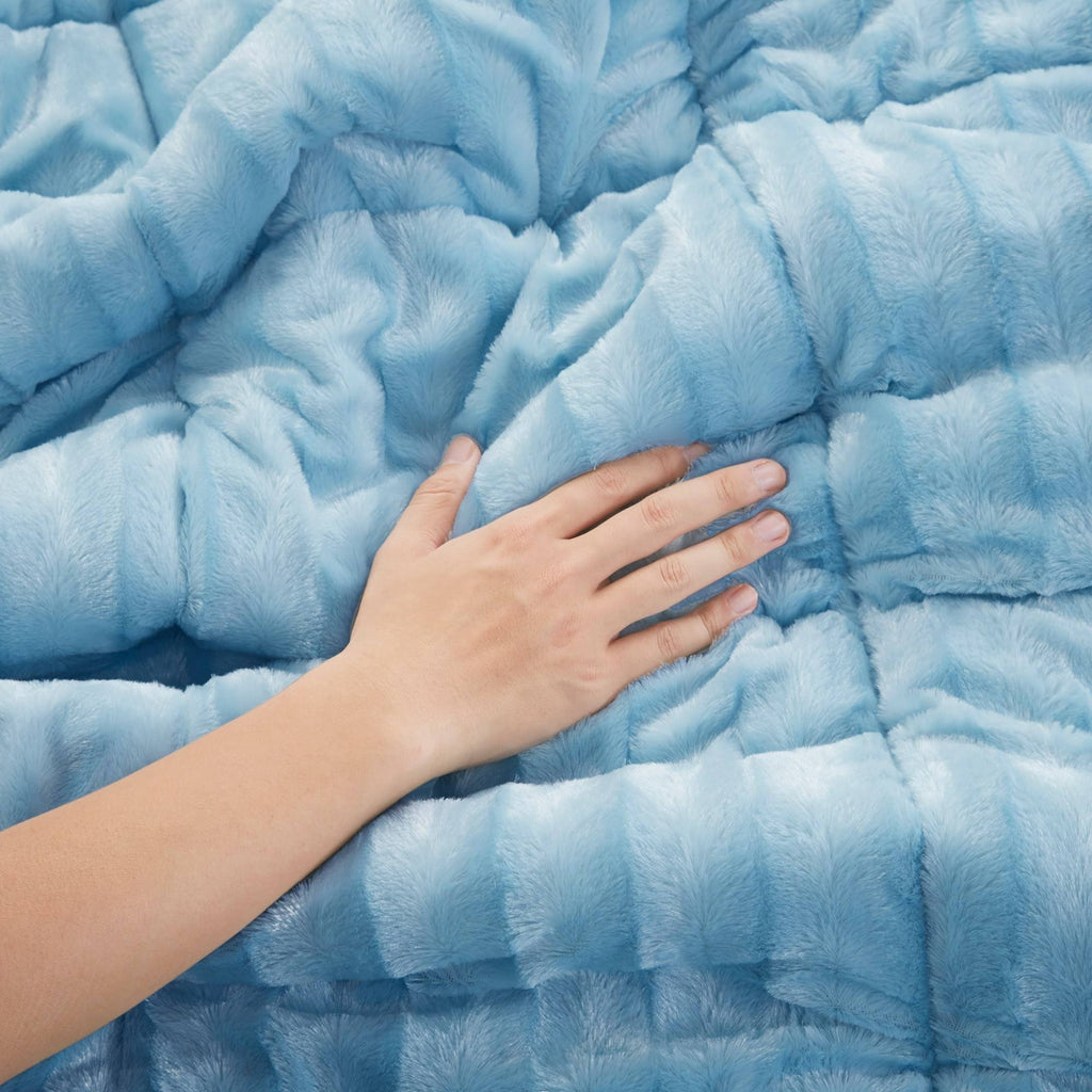 Grey Faux Fur Comforter Mini Set King/Cal King K387762