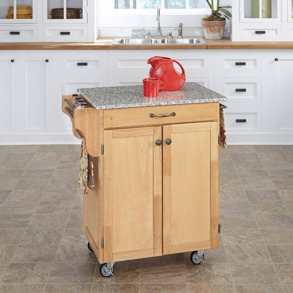 Natural Kitchen Cart with Granite Top U2986