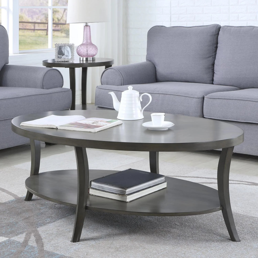 Gray Oval Coffee Table X145274