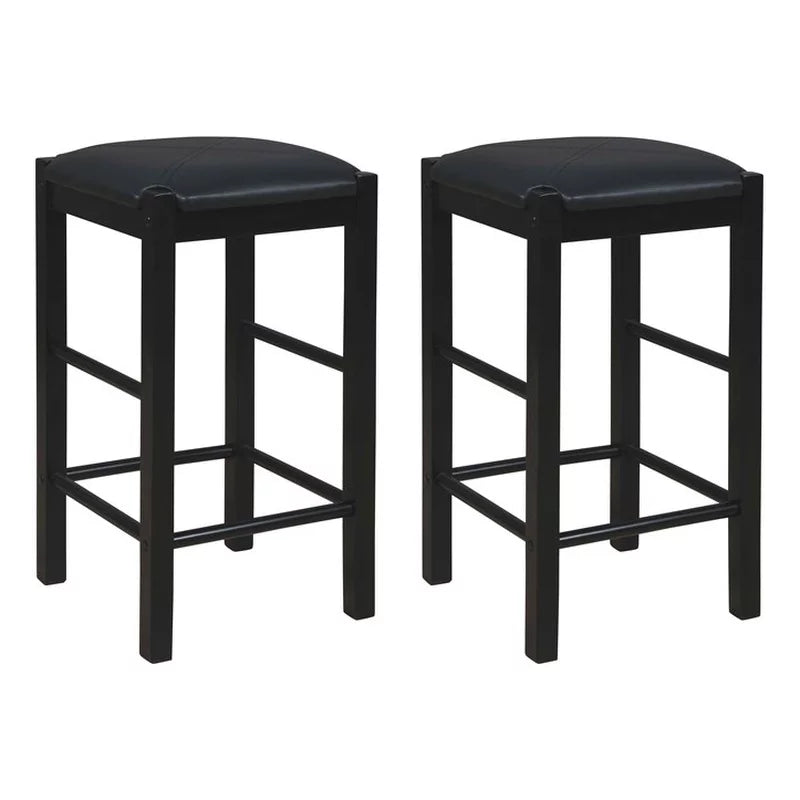Set of Two 25" Backless Faux Leather Counter Stools N3881