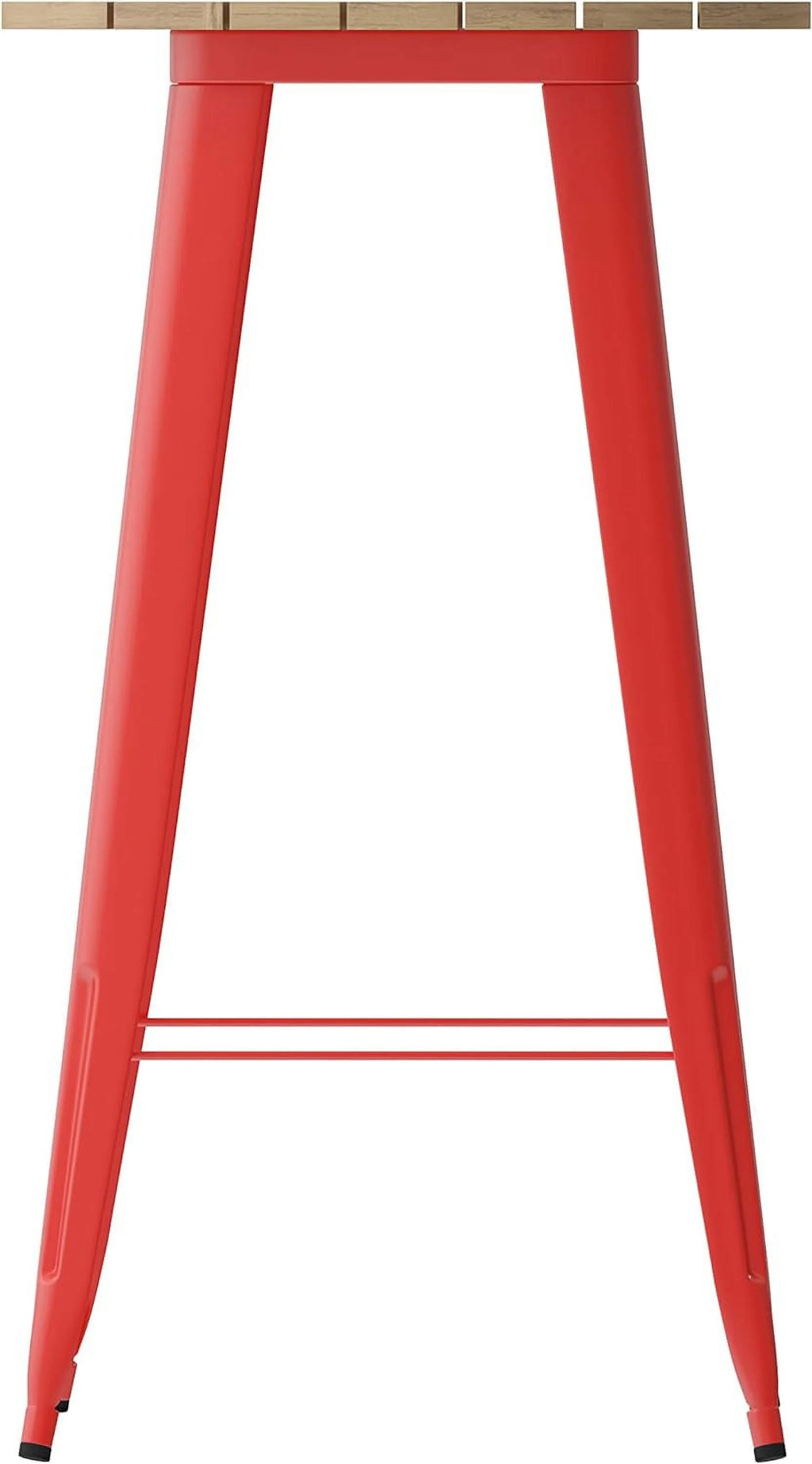 Indoor/Outdoor Bar Top Table Brown Resin Top Red Steel Base O45370