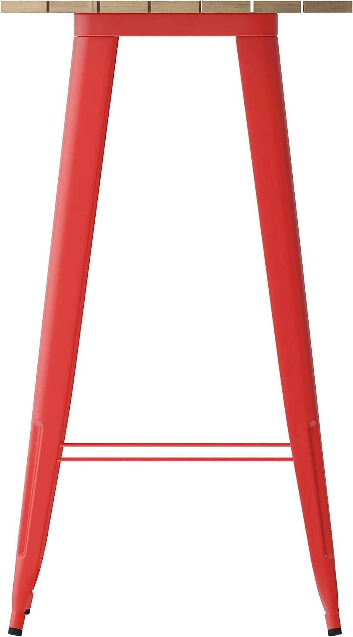Indoor/Outdoor Bar Top Table Brown Resin Top Red Steel Base O45370
