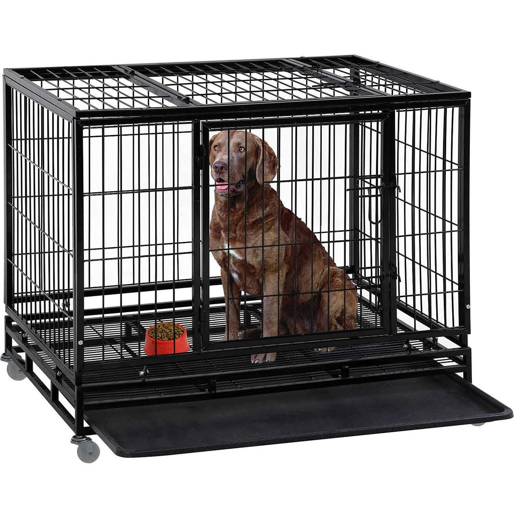 Heavy Duty Dog Crate with Plastic Tray Double Doors L227924