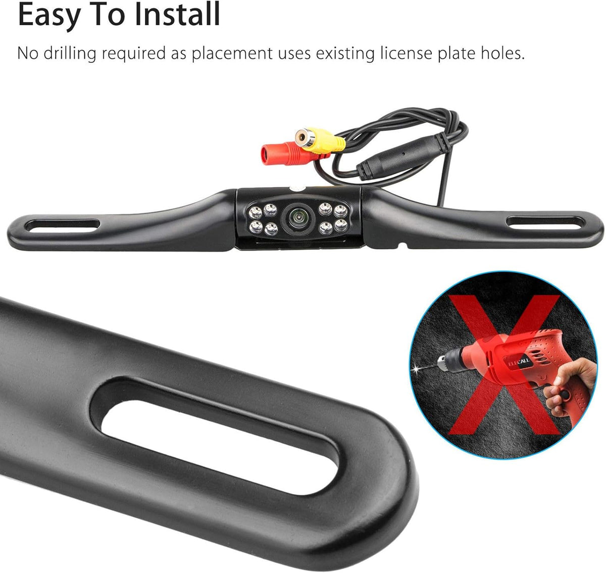 Backup Camera with 8 Bright LEDs 170° Wide Viewing Angle Waterproof Pack of 2 C9066