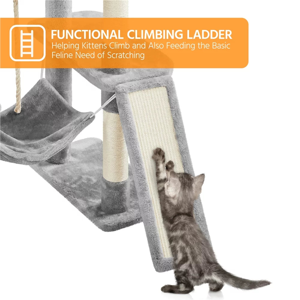 Light Gray Multi Level Cat Tree with 2 Condos S32494