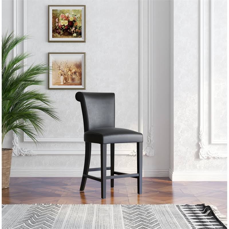 Black Faux Leather Bar Stool Set of Two X1934