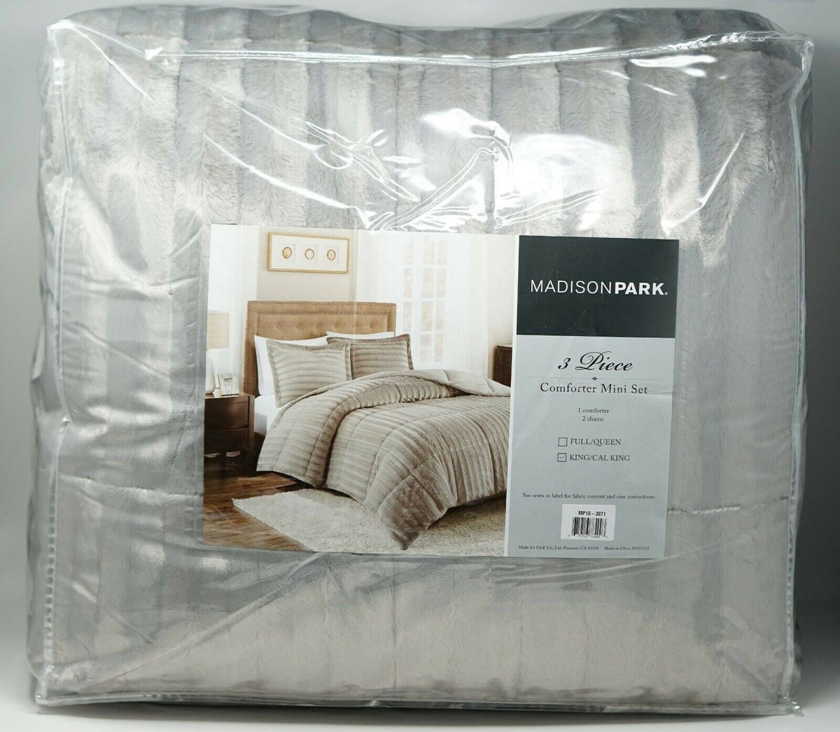 Grey Faux Fur Comforter Mini Set King/Cal King K387762