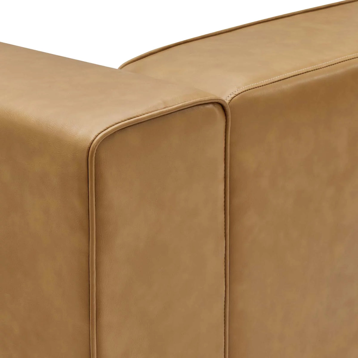 Tan Faux Vegan Leather Sectional Sofa Set O256
