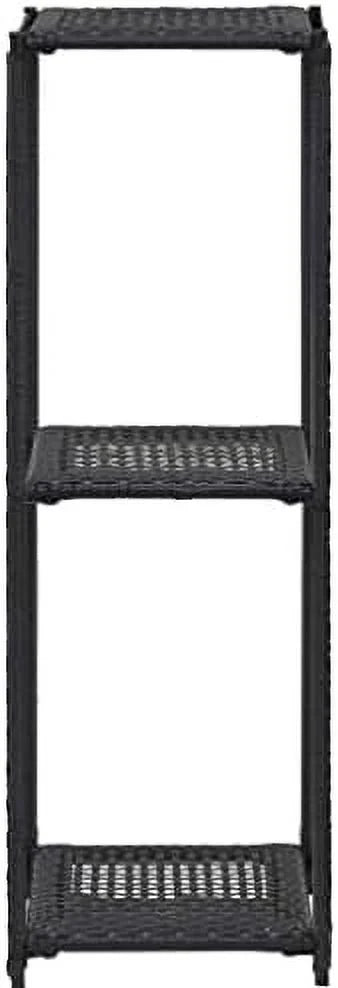 Black Standing Bookshelves Display Rack 11.8"x11.8"x35.4" Poly Rattan S3697