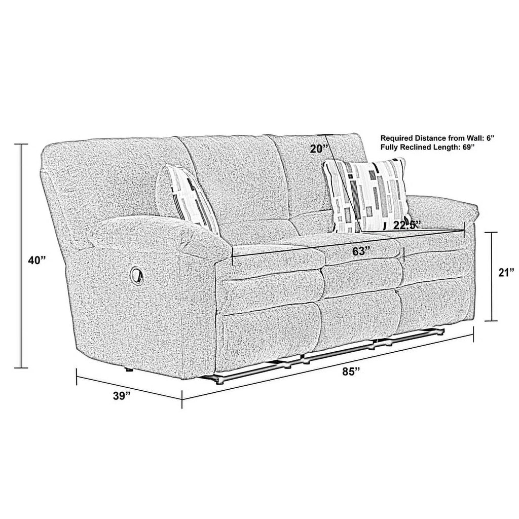 Charcoal Gray Polyester Power Reclining Sofa E8446