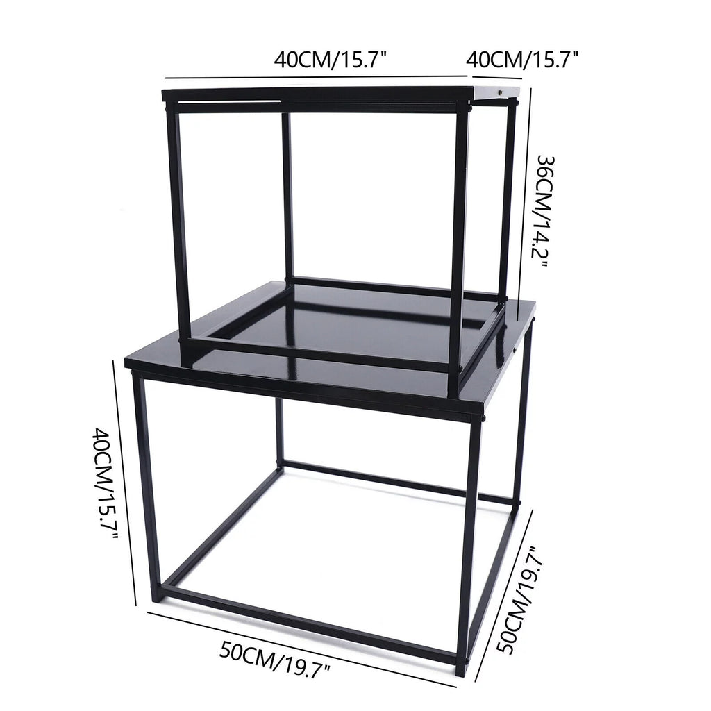 2 Pcs Black Metal Square End Table J210
