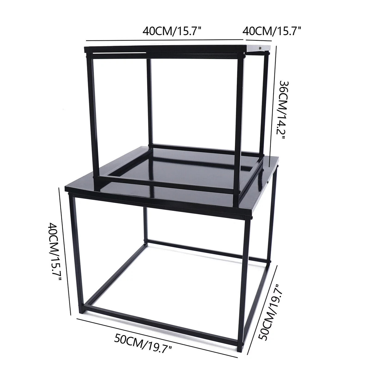 2 Pcs Black Metal Square End Table J210