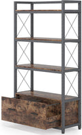 Freestanding Lateral Filing Cabinet with Drawer and Open Storage Shelves U8562