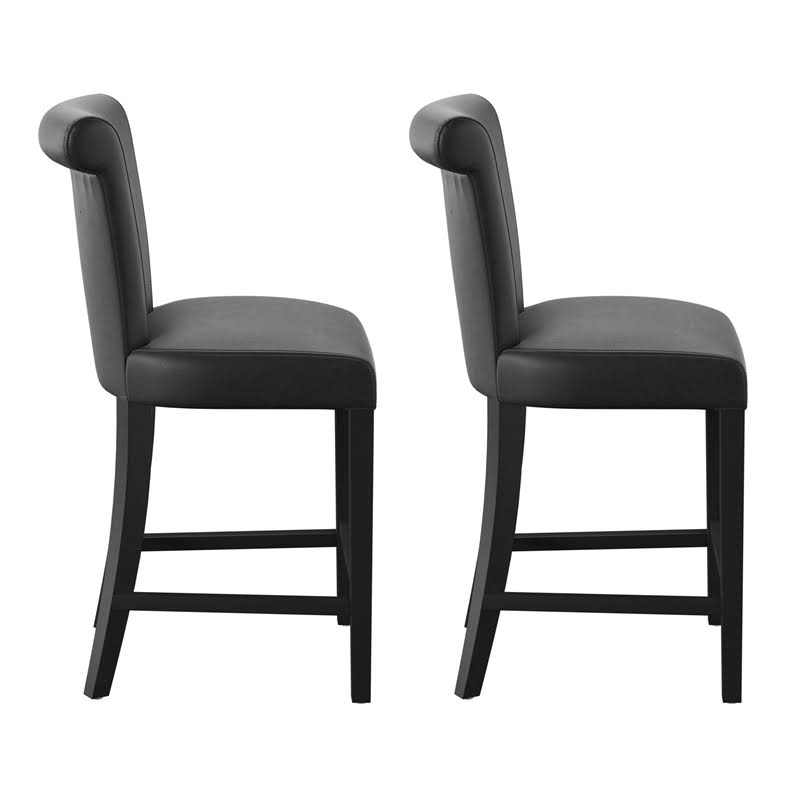 Black Faux Leather Bar Stool Set of Two X1934