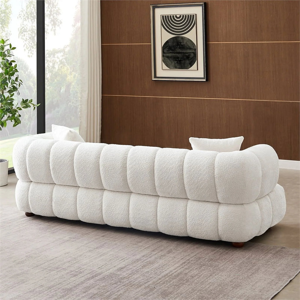 Cream Boucle Fabric Couch K721145