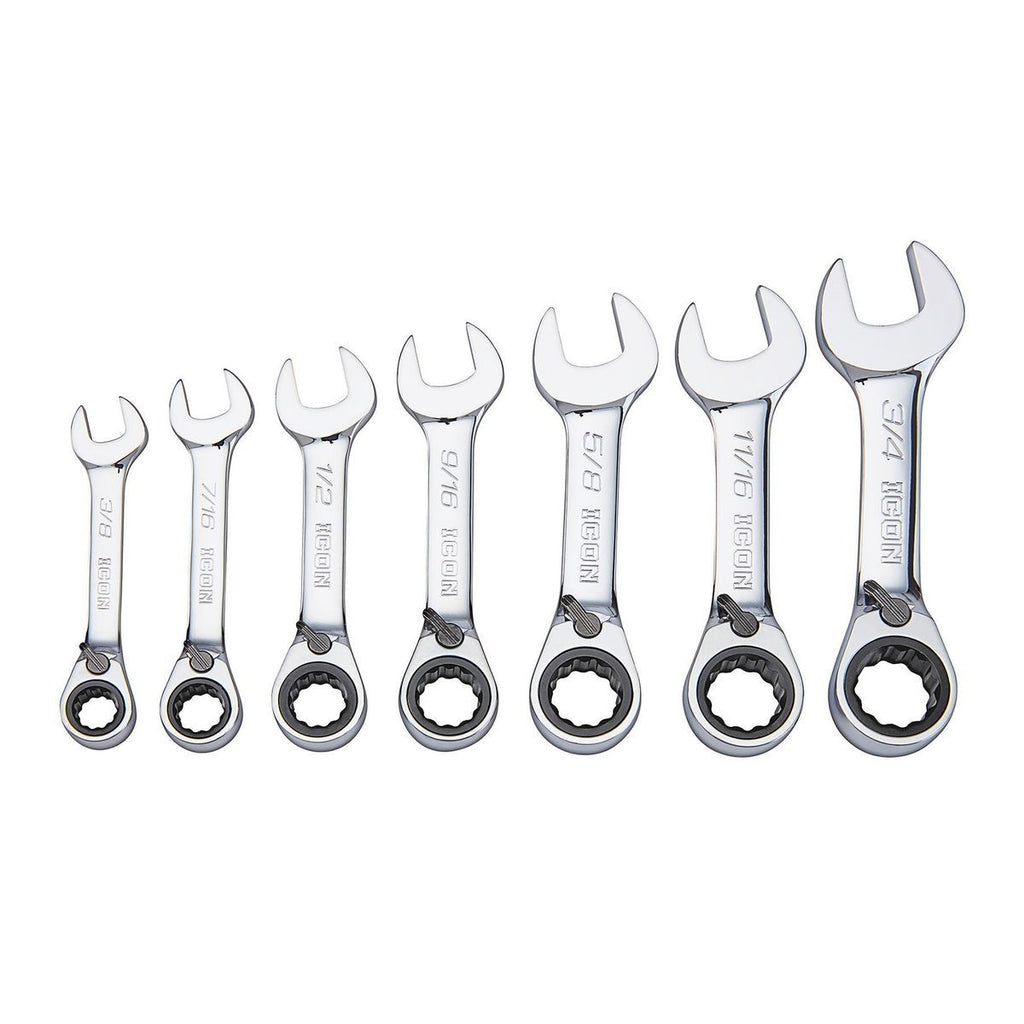 7 Piece SAE Ratcheting Combination Wrench Set H2702