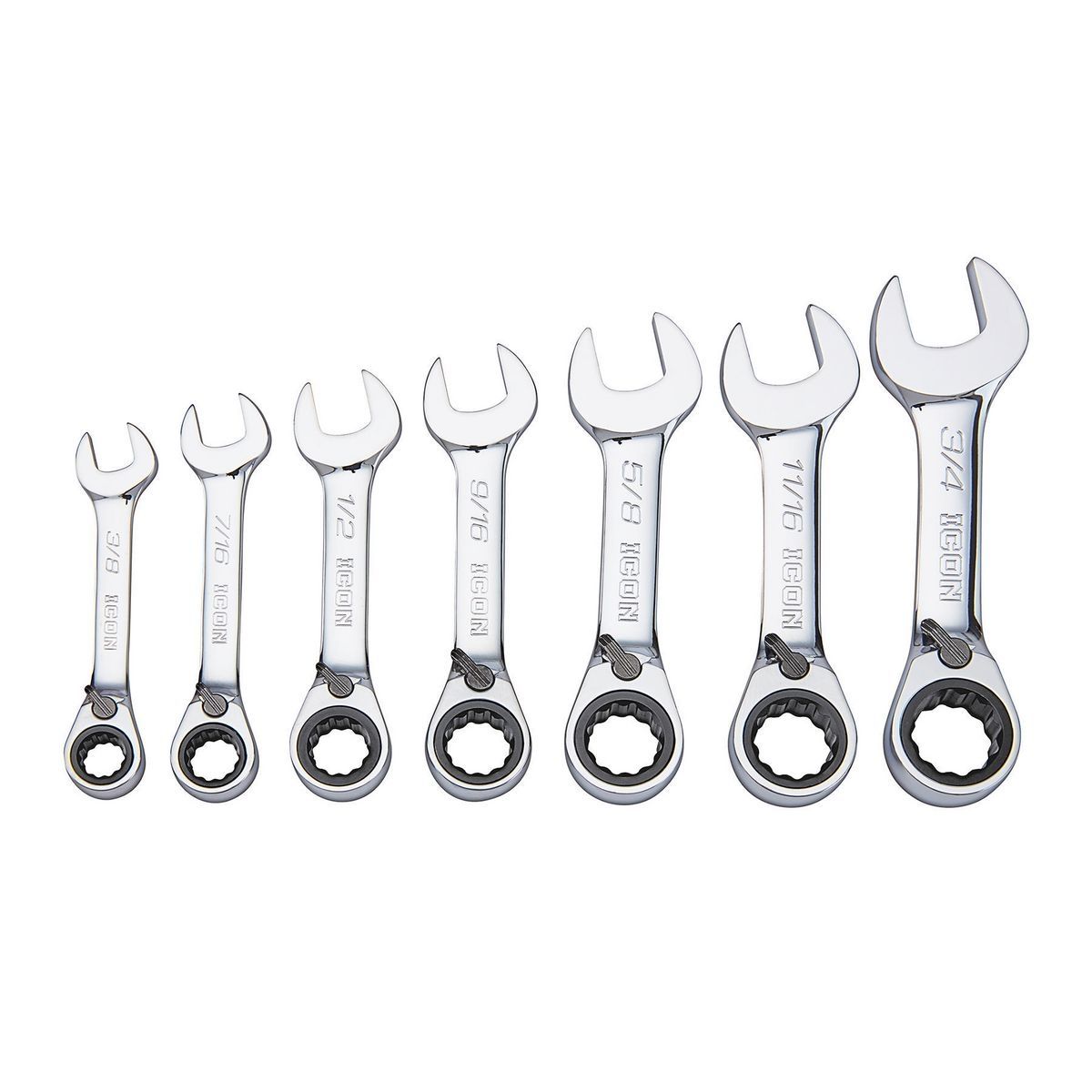 7 Piece SAE Ratcheting Combination Wrench Set H2702