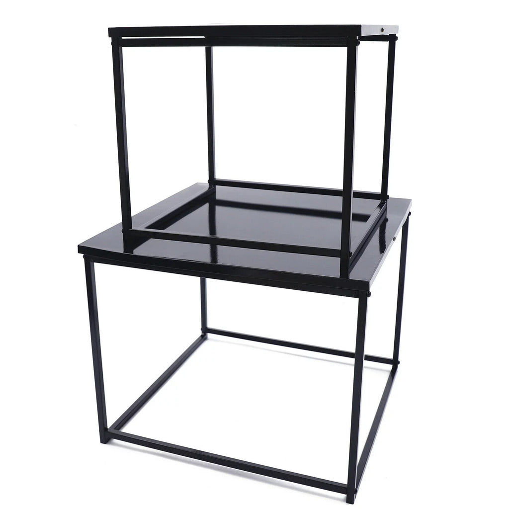 2 Pcs Black Metal Square End Table J210
