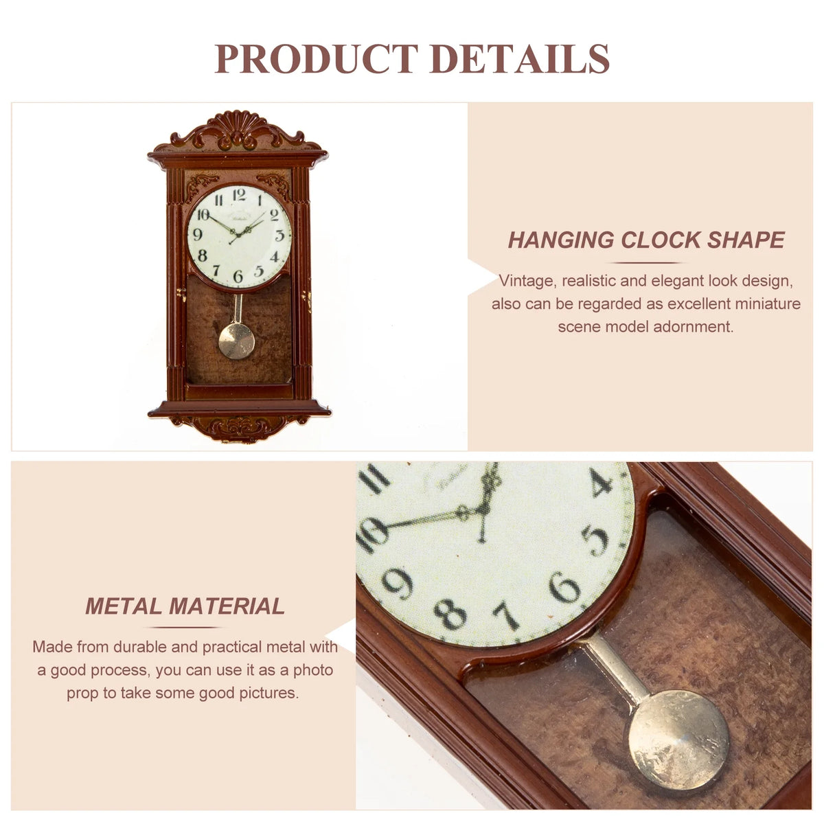 Miniature Metal Dollhouse Furniture Clock S776