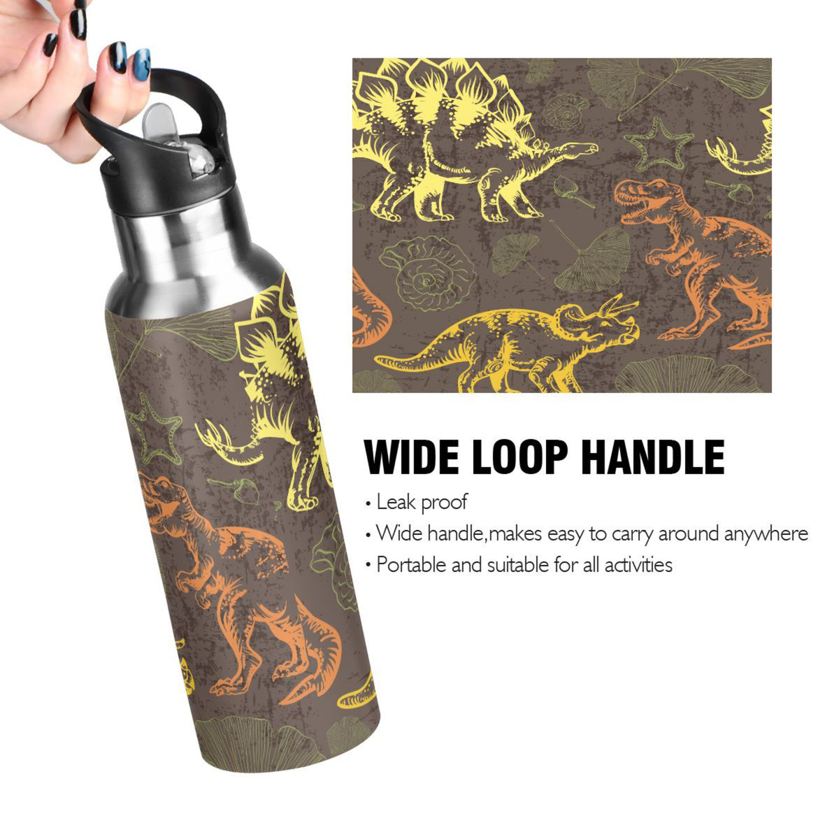Stainless Steel Insulated Thermos Vacuum Flask Water Bottle with Straw Lid X3579