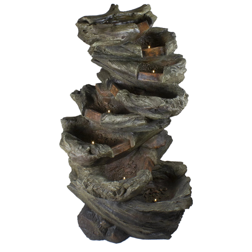 Gray Lighted Rock Outdoor Garden Water Fountain F38971