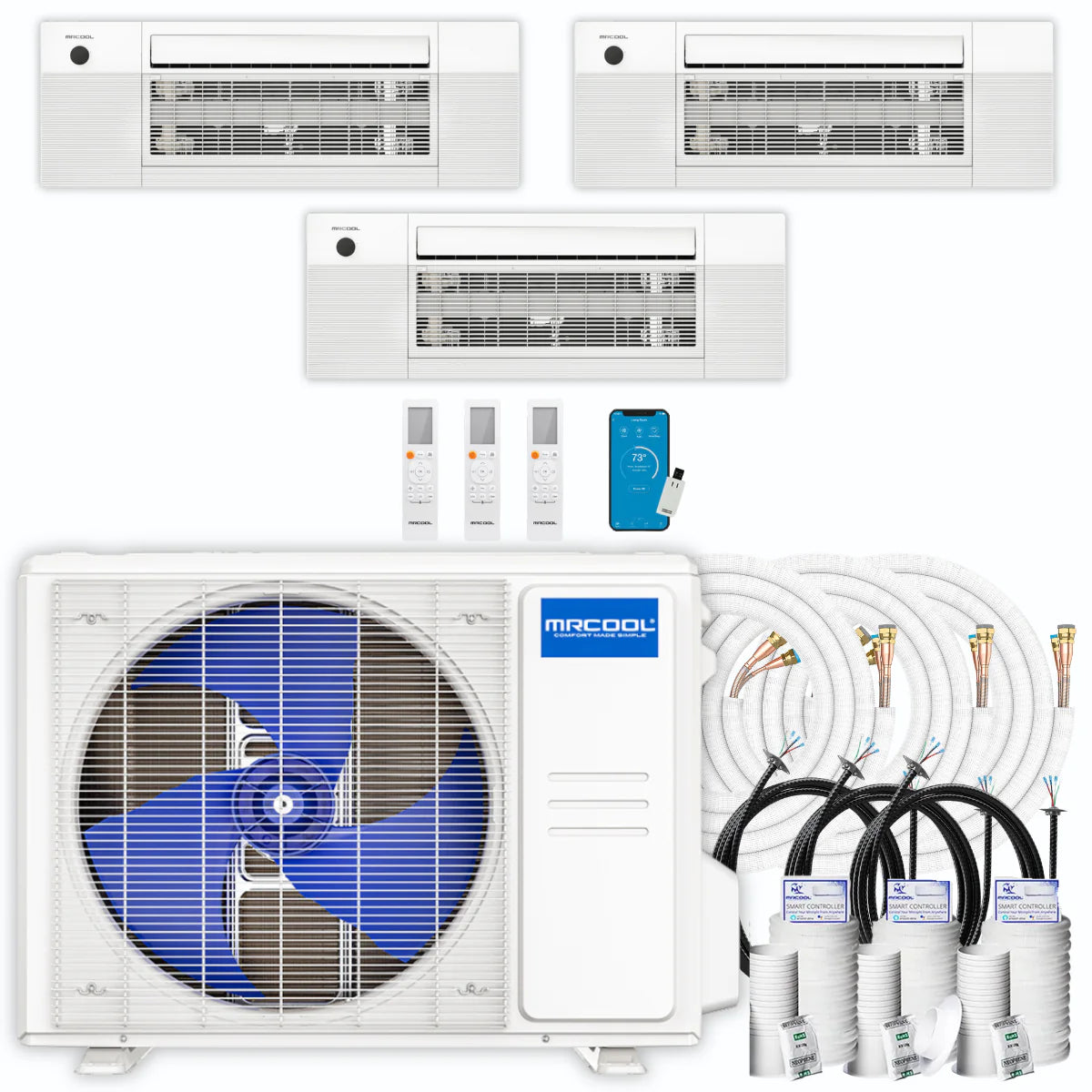 33,000 BTU 3 Zone Ceiling Cassette Ductless Air Conditioner and Heat Pump O99532