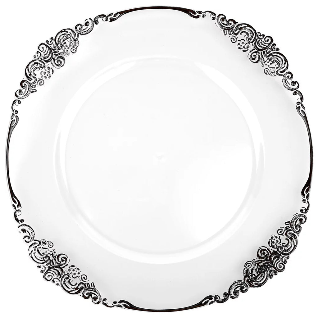 Clear Acrylic Charger Plates with Black Rim Set of 4 M112