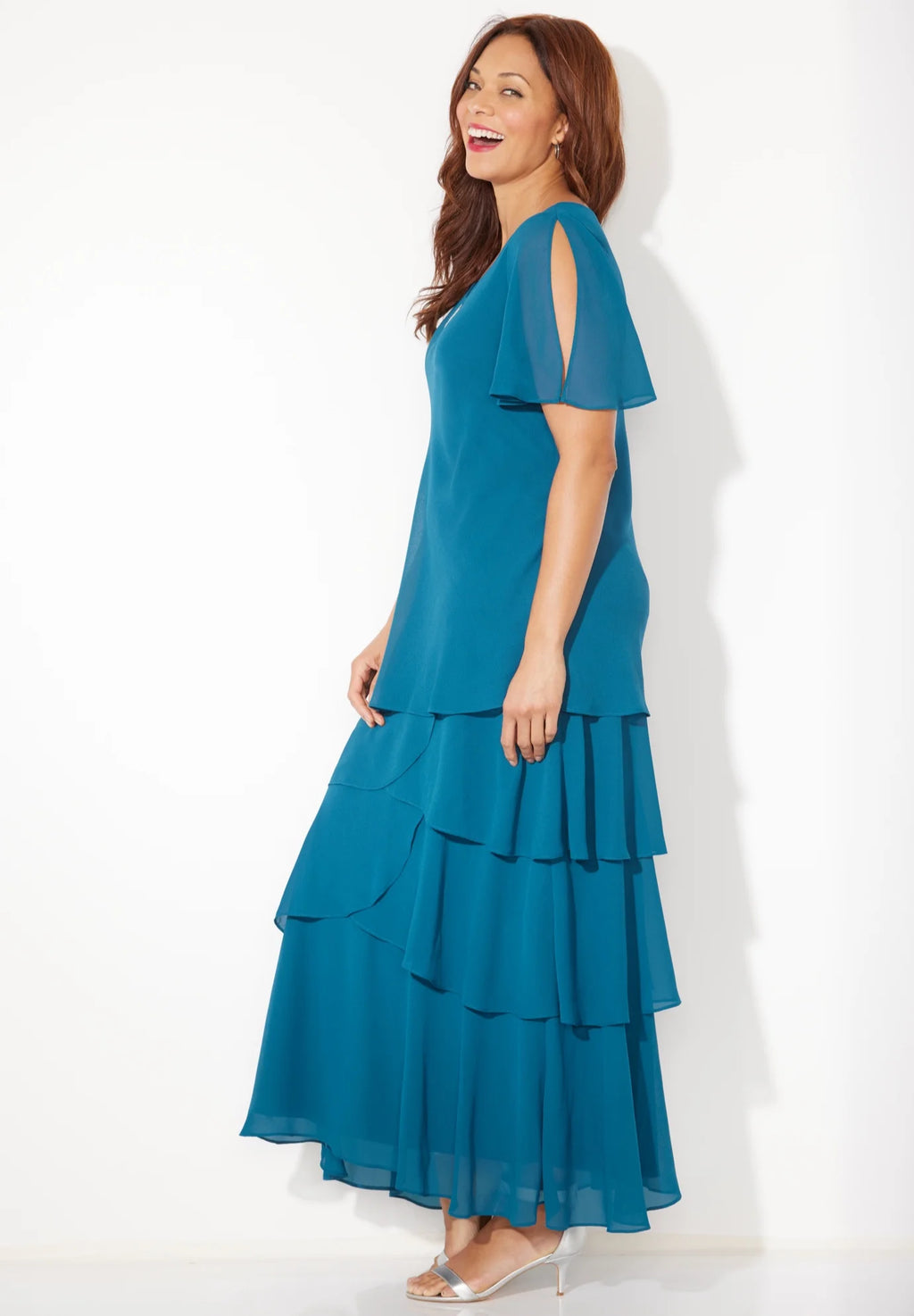 Women's Plus Size Tiered Chiffon Maxi Dress W689711
