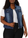 Plus Size Sleeveless Denim Vest Jacket M8461