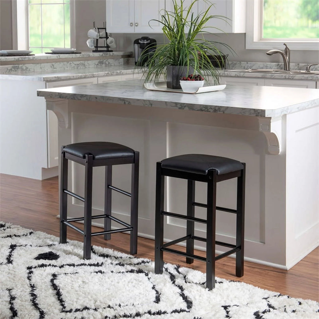 Set of Two 25" Backless Faux Leather Counter Stools N3881