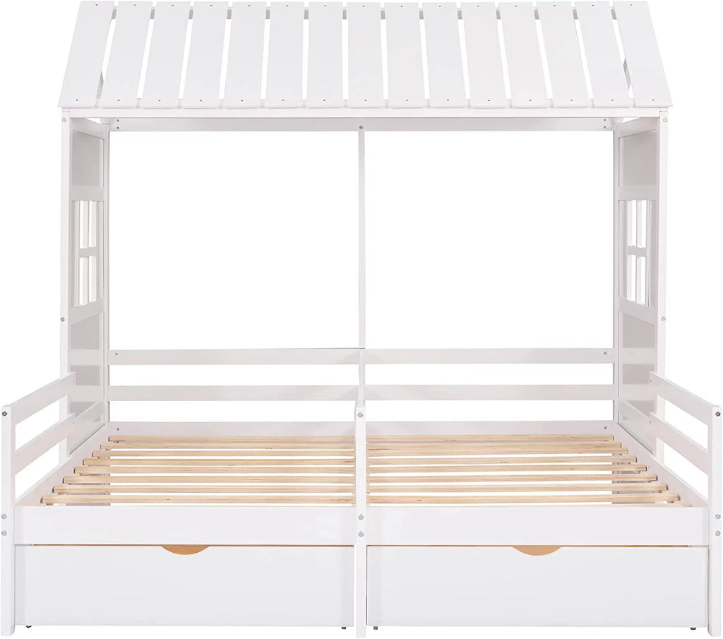 Double Bed Frames with Storage and Rails E2269