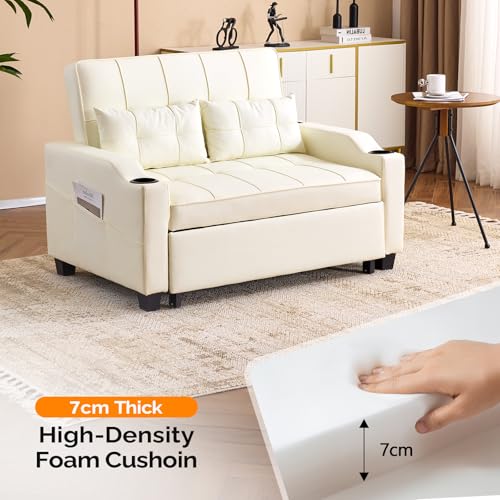 Light Green Faux Leather Convertible Futon Sofa Bed with USB Ports Z81382