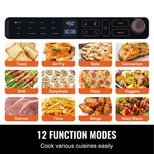 12-IN-1 1700W Air Fryer Toaster Oven 25L Stainless Steel Convection Oven W177