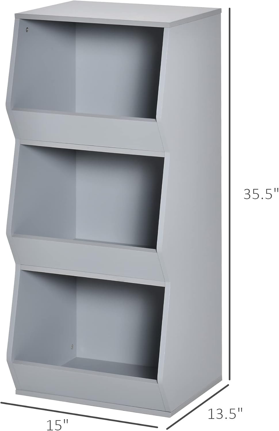 Grey 3 Cubby Kids Storage Cabinet B5010