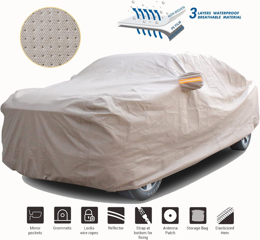 Full Size Truck Car Cover Waterproof Windproof with Straps Buckles Antenna Patch Pack of 2 R94989